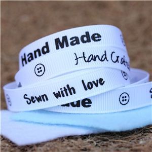 Sentiment Hand Made Ribbon - White